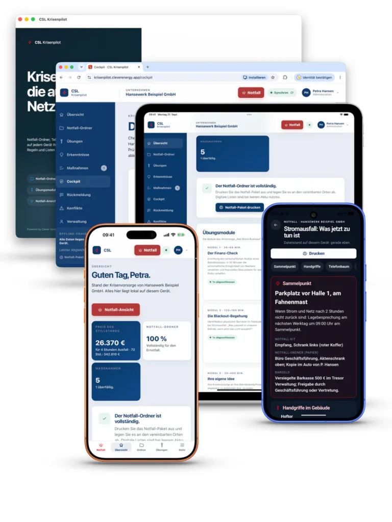 Krisenpilot App auf mehreren Geräten