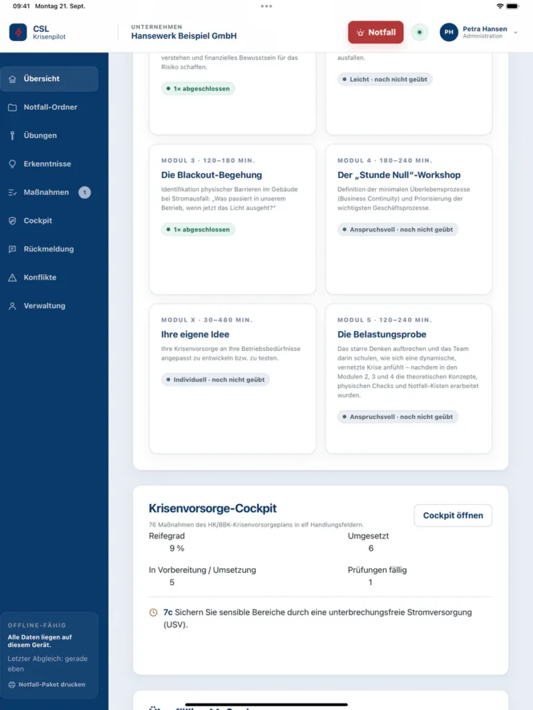 Krisenpilot App Übungen